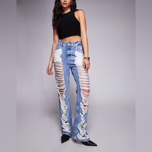 Good American the Khloé extreme rip high rise jeans